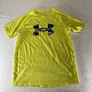 Under Armour Youth Large Performance T-Shirt Yellow Camo Logo Short Sleeve